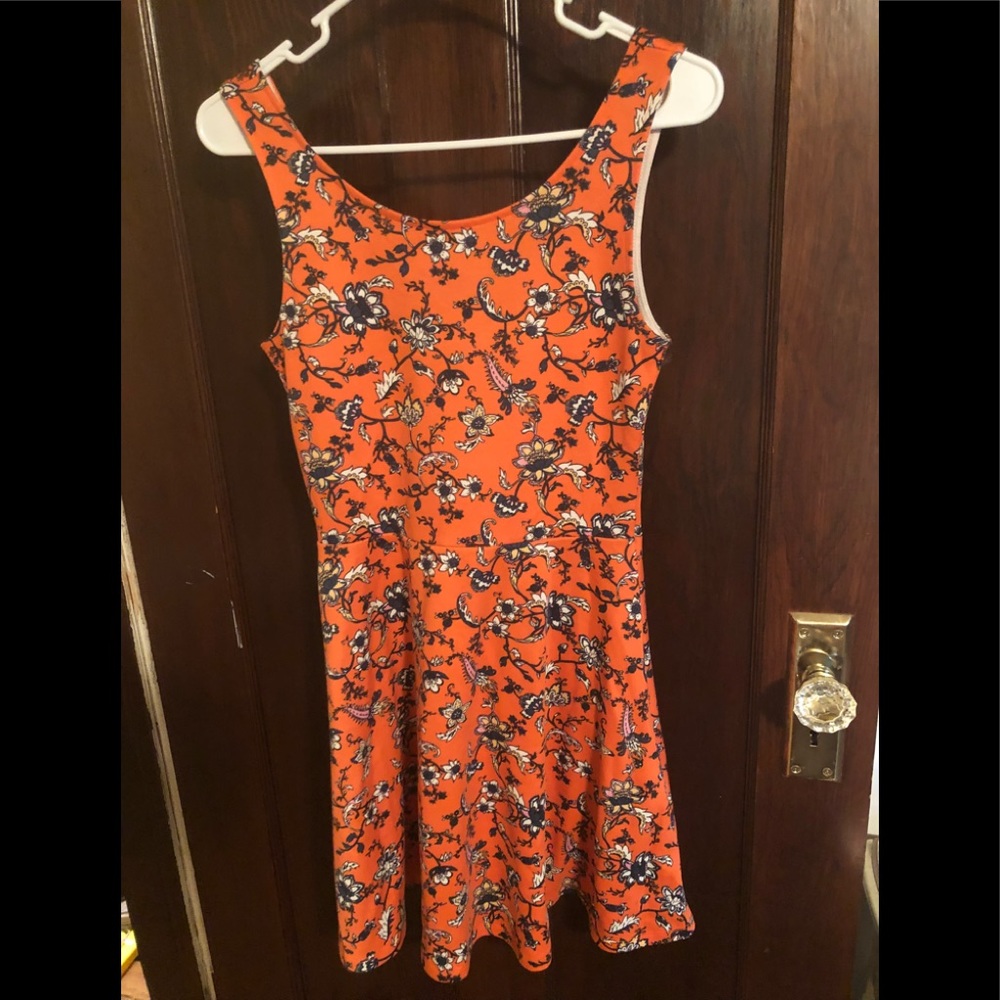 Orange Floral Jersey Dress